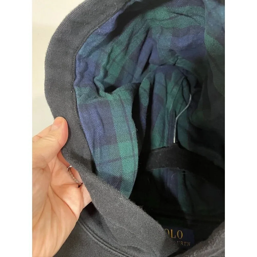 Ralph‎ Lauren XL 3 Horse Hoodie Black Kid Preppy Embroidery Luxury Classic Retro
